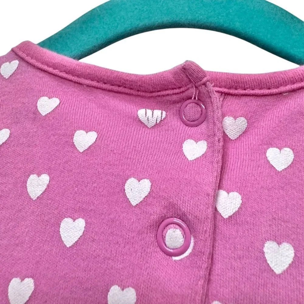 Disney Baby Short Sleeve Pink Heart Print Tulle Skirt Onesie. 18-24 Months.